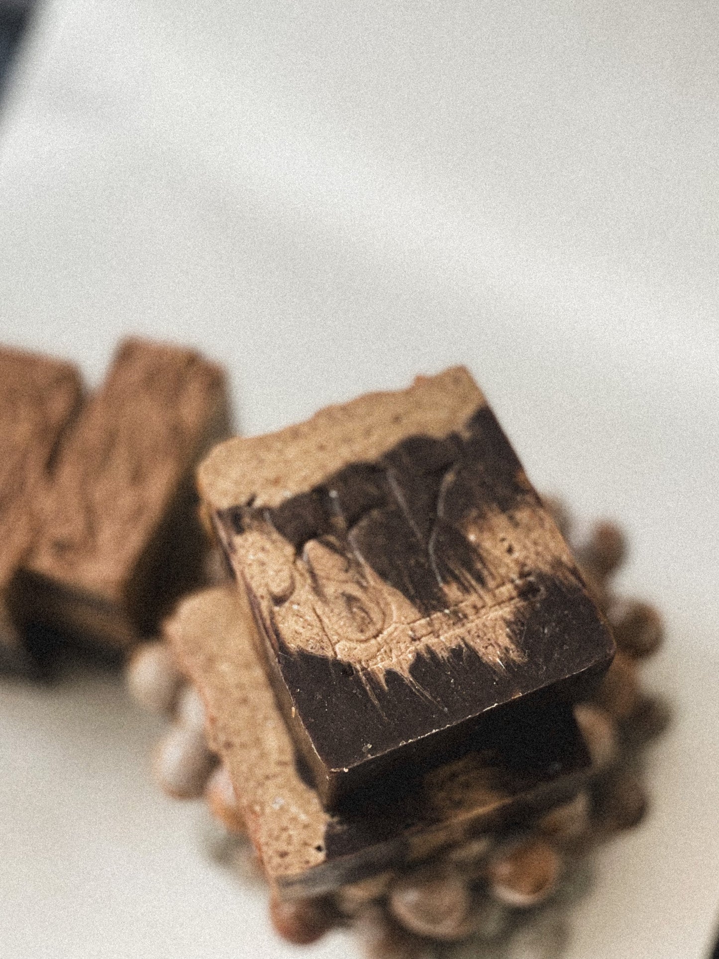 Close-up of a coffee soap bar